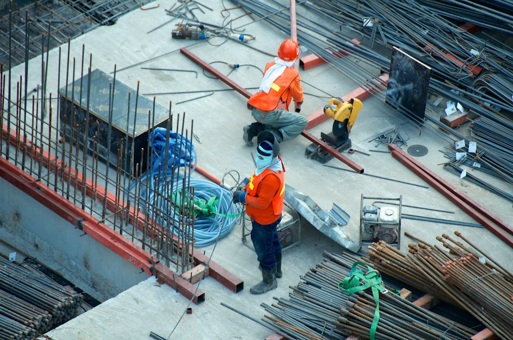 Tiler on construction site